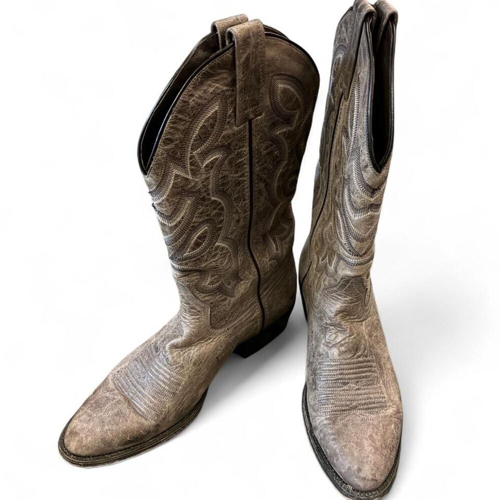 Caborca Distressed Gray Leather Women's 9 Western Boots